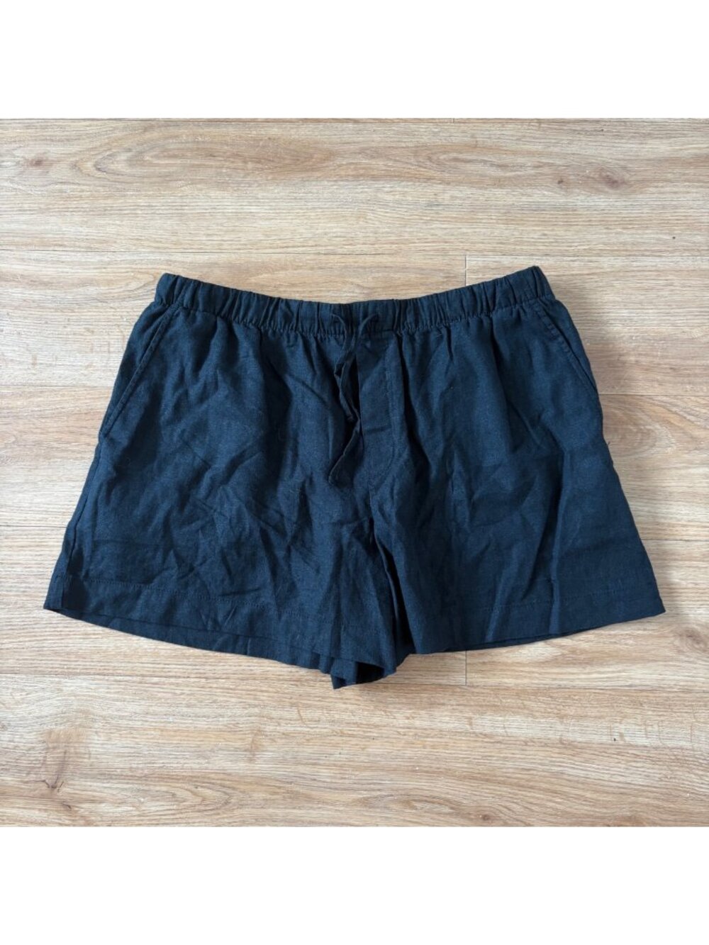 Gap High Waisted Pull On Linen Blend Shorts Black Women’s Size L